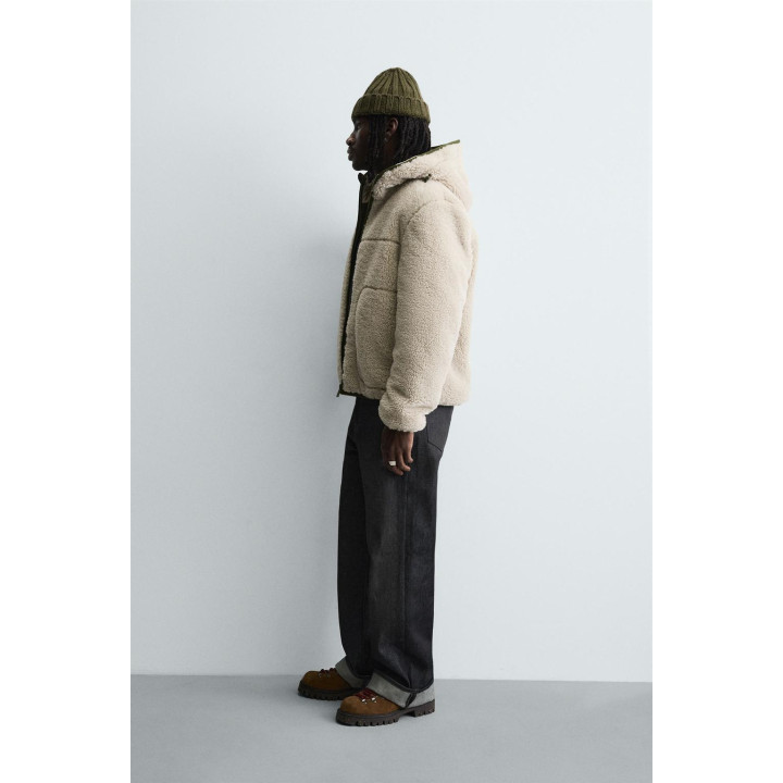 КОМБИНИРОВАННАЯ КУРТКА С ЭФФЕКТОМ ИСКУССТВЕННОЙ ОВЧИНЫ