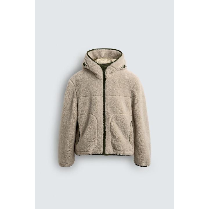 КОМБИНИРОВАННАЯ КУРТКА С ЭФФЕКТОМ ИСКУССТВЕННОЙ ОВЧИНЫ