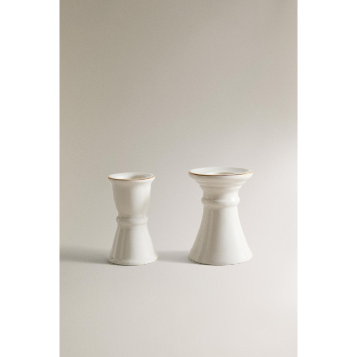 Фарфоровый подсвечник для рождества с деталями по краю