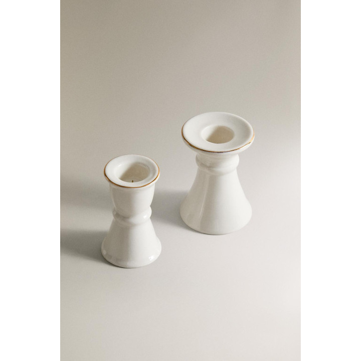 Фарфоровый подсвечник для рождества с деталями по краю