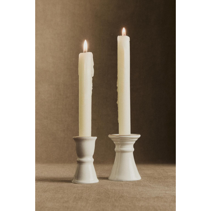 Фарфоровый подсвечник для рождества с деталями по краю