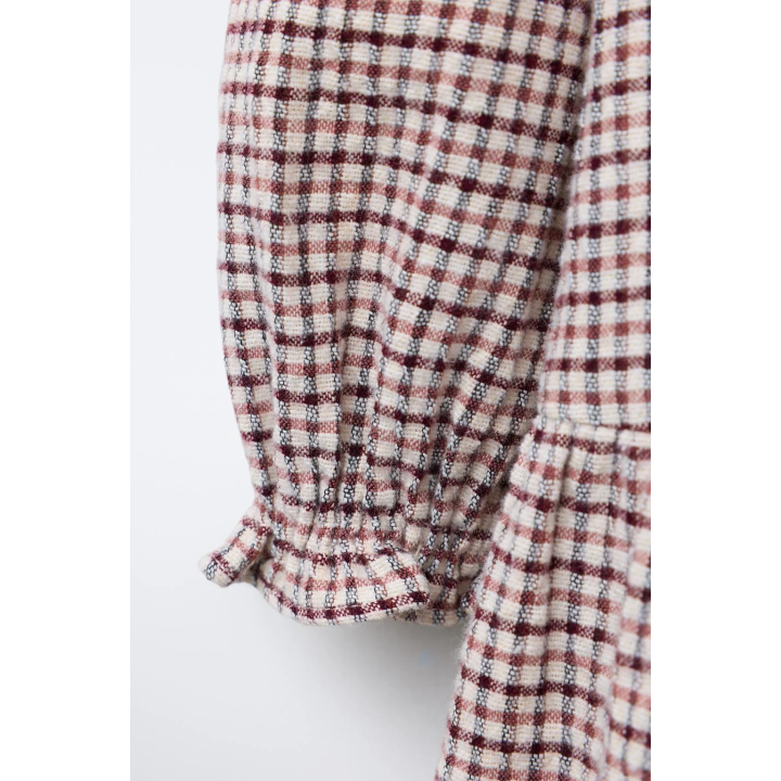 ПЛАТЬЕ В КЛЕТКУ С ВЫШИТЫМ ВОРОТНИКОМ