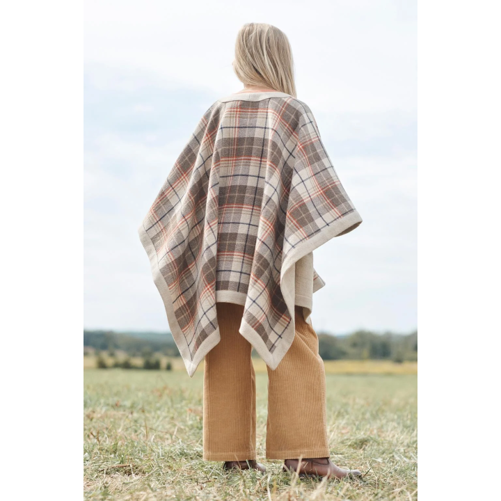 Плед-пончо limited edition в клетку с шерстью