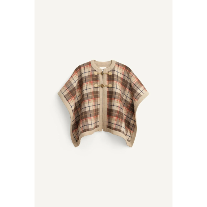 Плед-пончо limited edition в клетку с шерстью