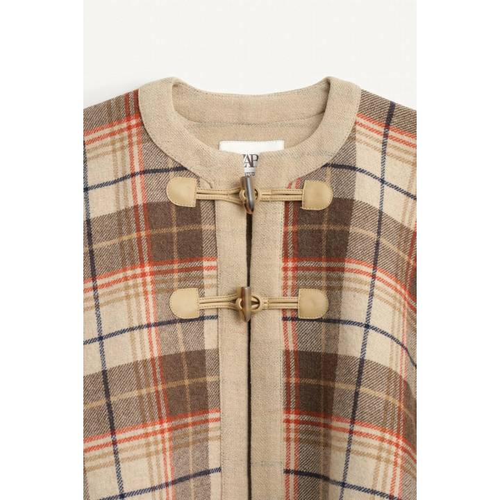 Плед-пончо limited edition в клетку с шерстью