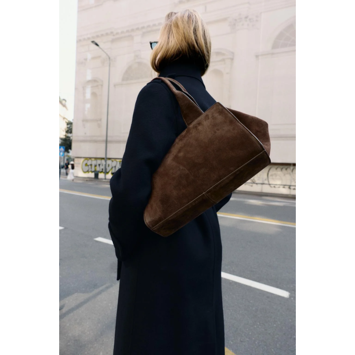 ЗАМШЕВАЯ СУМКА С ДВОЙНОЙ РУЧКОЙ