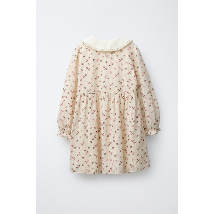 ПЛАТЬЕ С ЦВЕТОЧНЫМ ПРИНТОМ И КОНТРАСТНЫМ ВОРОТНИКОМ