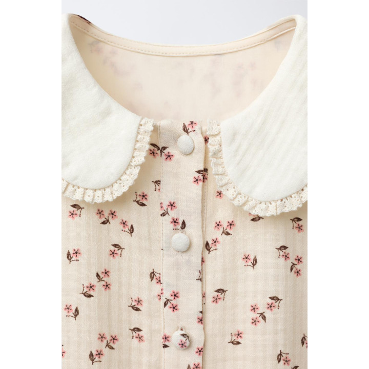 ПЛАТЬЕ С ЦВЕТОЧНЫМ ПРИНТОМ И КОНТРАСТНЫМ ВОРОТНИКОМ