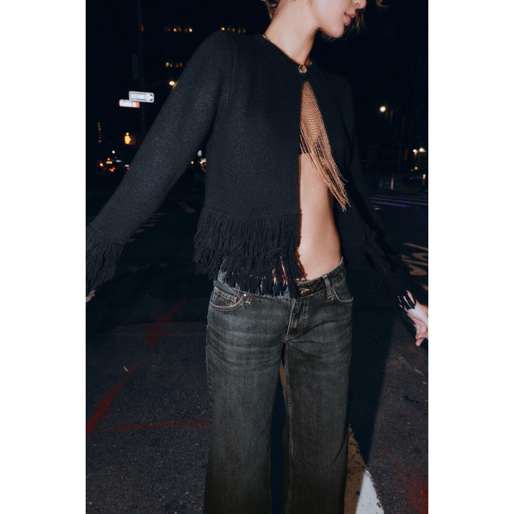 ВЯЗАНЫЙ КАРДИГАН С БАХРОМОЙ