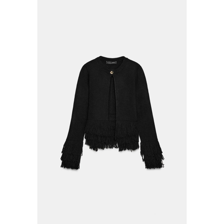 ВЯЗАНЫЙ КАРДИГАН С БАХРОМОЙ