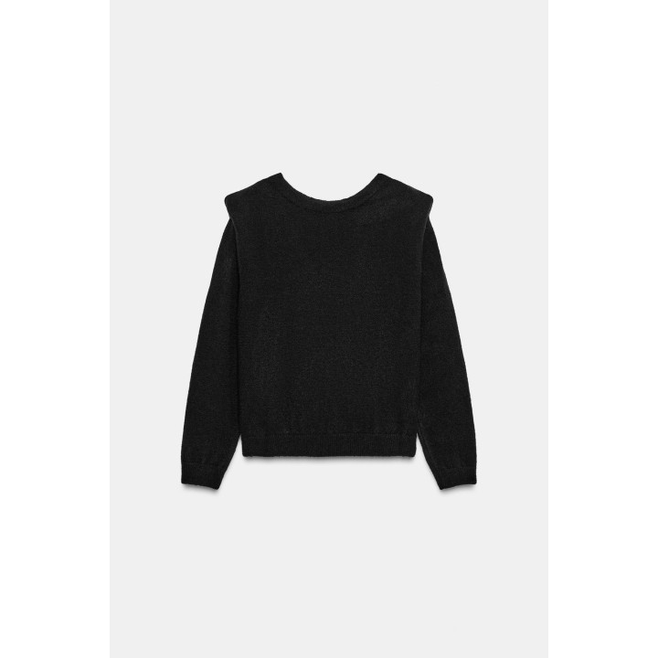 ДЖЕМПЕР ВЯЗАНЫЙ С V-ОБРАЗНЫМ ВЫРЕЗОМ СЗАДИ И ПОДПЛЕЧНИКАМИ