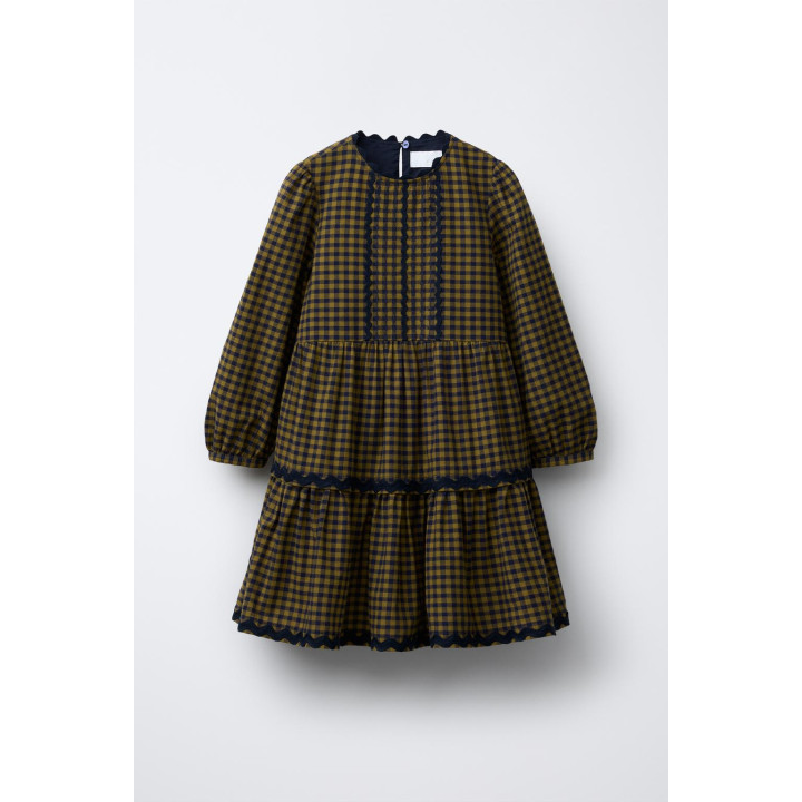 ПЛАТЬЕ В КЛЕТКУ С ВОЛНИСТЫМ КРАЕМ