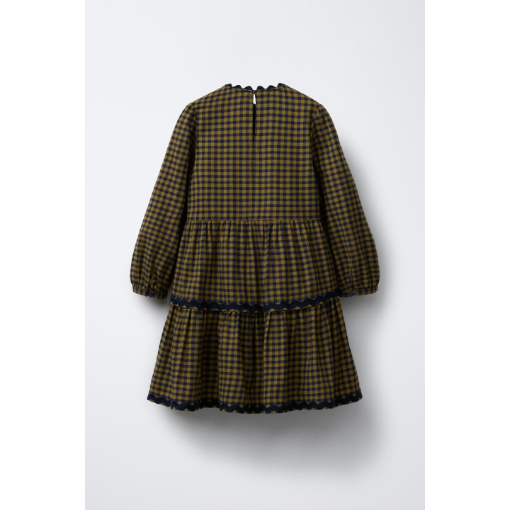 ПЛАТЬЕ В КЛЕТКУ С ВОЛНИСТЫМ КРАЕМ