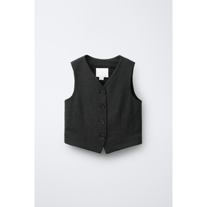 ЖИЛЕТ В ТОНКУЮ ПОЛОСКУ С БЛЕСТКАМИ