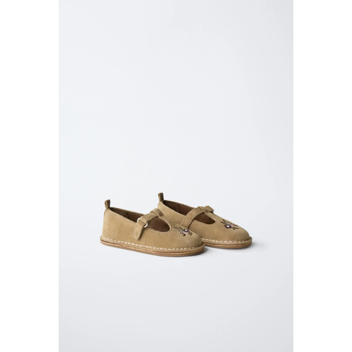 КОЖАНЫЕ БАЛЕТКИ T С ВЫШИВКОЙ