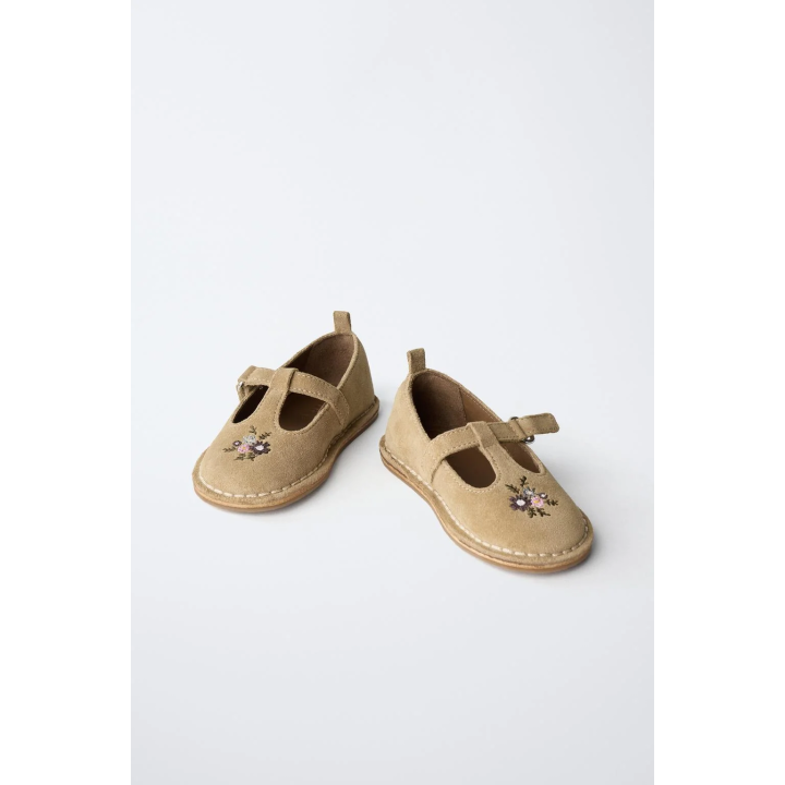 КОЖАНЫЕ БАЛЕТКИ T С ВЫШИВКОЙ