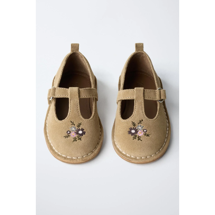 КОЖАНЫЕ БАЛЕТКИ T С ВЫШИВКОЙ