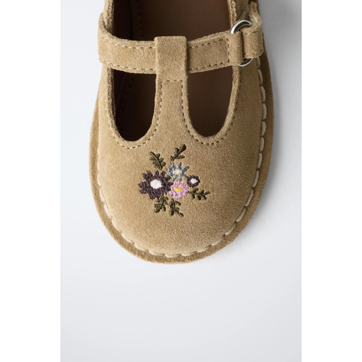 КОЖАНЫЕ БАЛЕТКИ T С ВЫШИВКОЙ