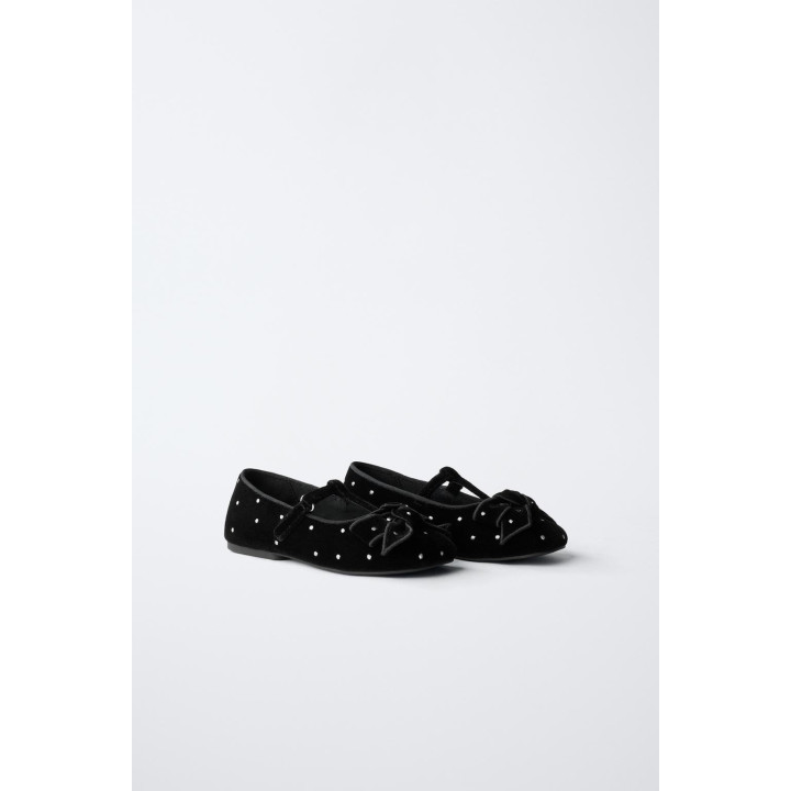 БАРХАТНЫЕ БАЛЕТКИ С БАНТОМ