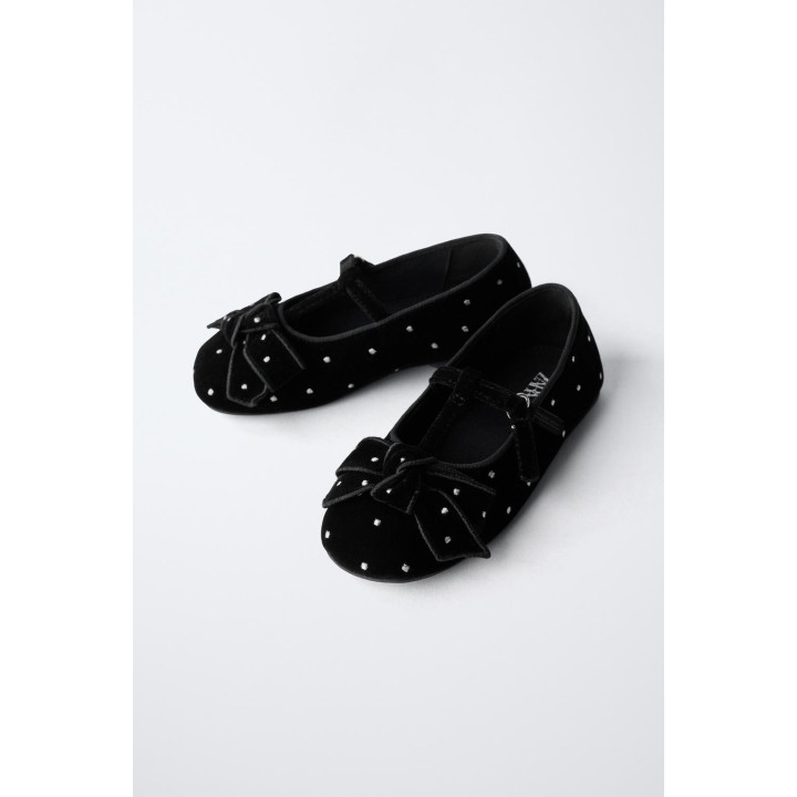 БАРХАТНЫЕ БАЛЕТКИ С БАНТОМ