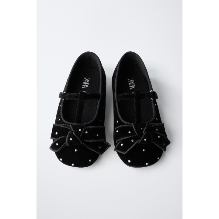 БАРХАТНЫЕ БАЛЕТКИ С БАНТОМ