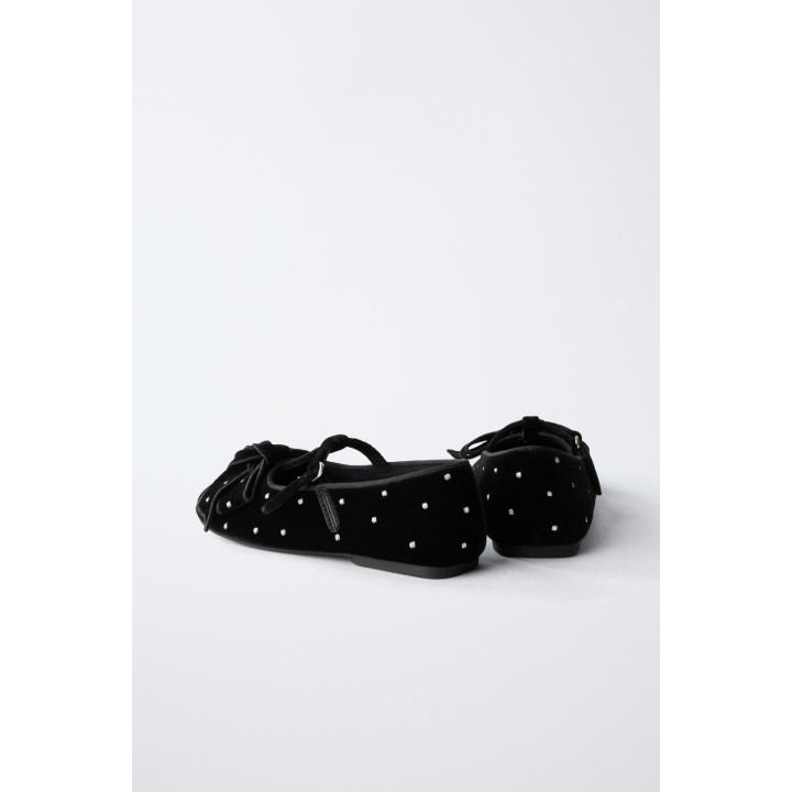 БАРХАТНЫЕ БАЛЕТКИ С БАНТОМ