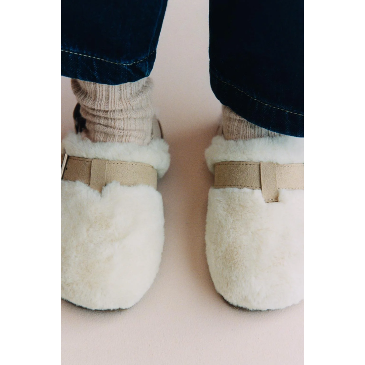 Сабо на меху из экокожи