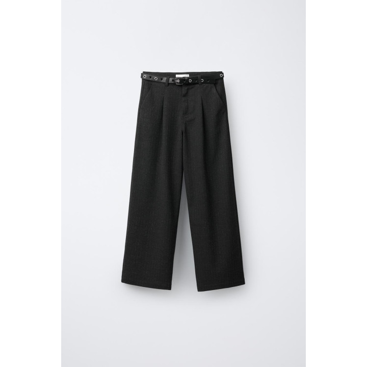 БРЮКИ WIDE LEG В ТОНКУЮ ПОЛОСКУ С БЛЕСКОМ