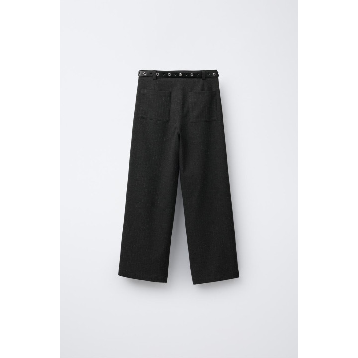 БРЮКИ WIDE LEG В ТОНКУЮ ПОЛОСКУ С БЛЕСКОМ