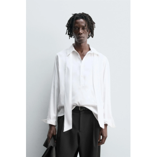 РУБАШКА С БАНТОМ ИЗ СТРУЯЩЕЙСЯ ТКАНИ