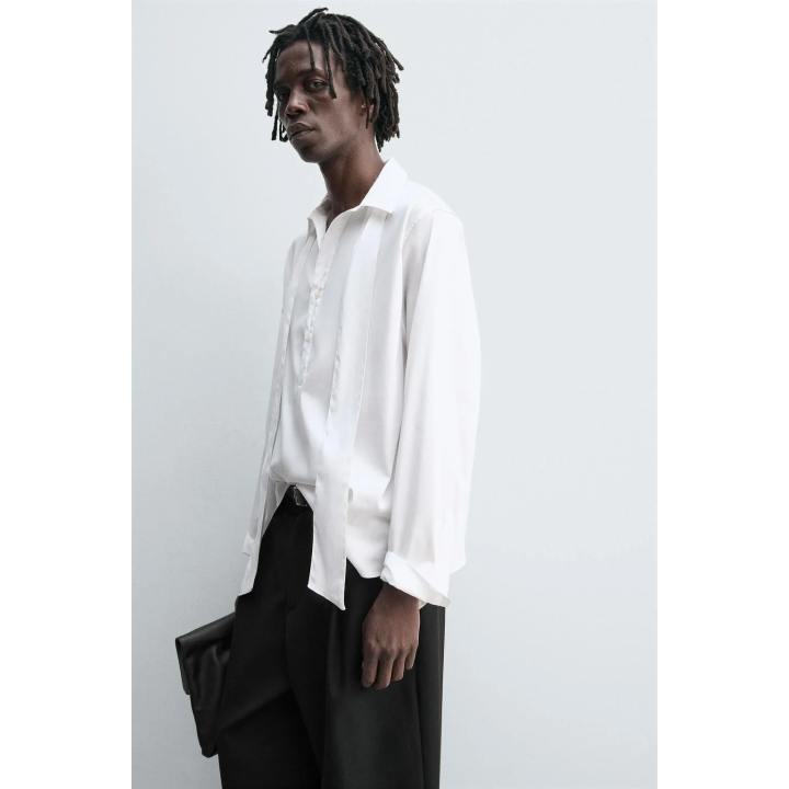 РУБАШКА С БАНТОМ ИЗ СТРУЯЩЕЙСЯ ТКАНИ