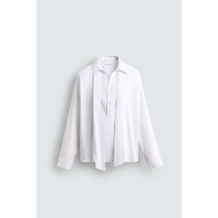 РУБАШКА С БАНТОМ ИЗ СТРУЯЩЕЙСЯ ТКАНИ