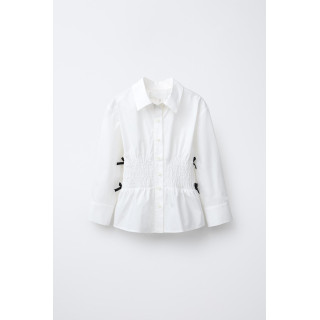 РУБАШКА С ЭЛАСТИЧНОЙ ОТДЕЛКОЙ И КОНТРАСТНЫМИ БАНТАМИ