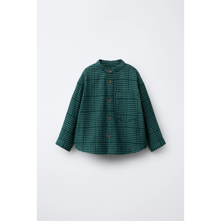 РУБАШКА В КЛЕТКУ С ВОРОТНИКОМ-СТОЙКОЙ