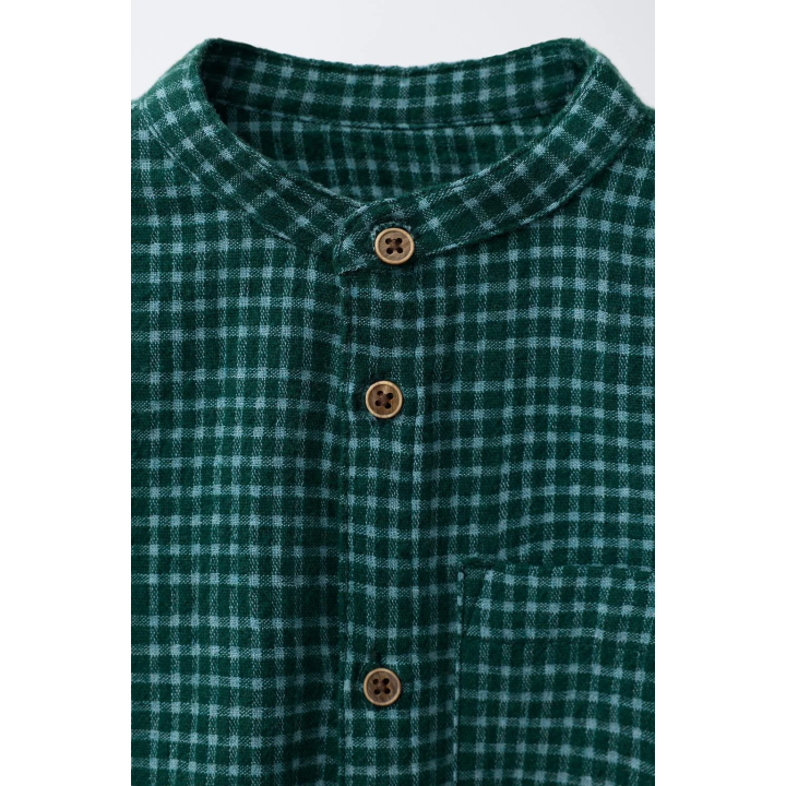 РУБАШКА В КЛЕТКУ С ВОРОТНИКОМ-СТОЙКОЙ