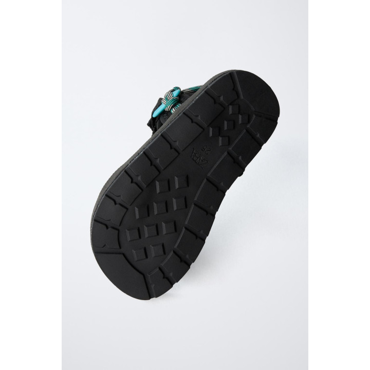 Сандалии с текстильными ремешками и веревочными деталями