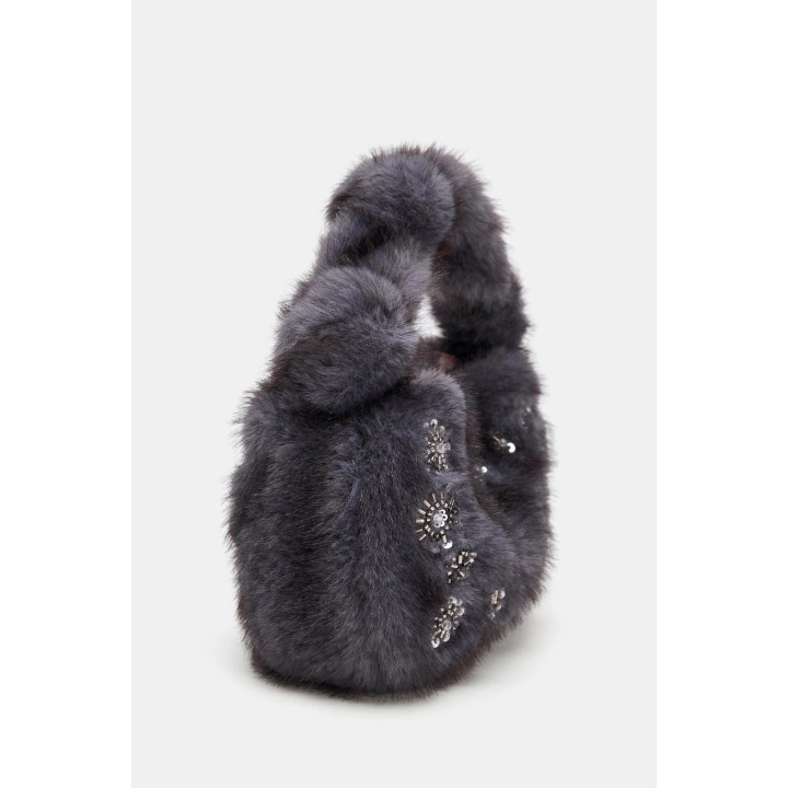 МИНИ-СУМКА С БЛЕСТЯЩЕЙ ОТДЕЛКОЙ ПОД МЕХ