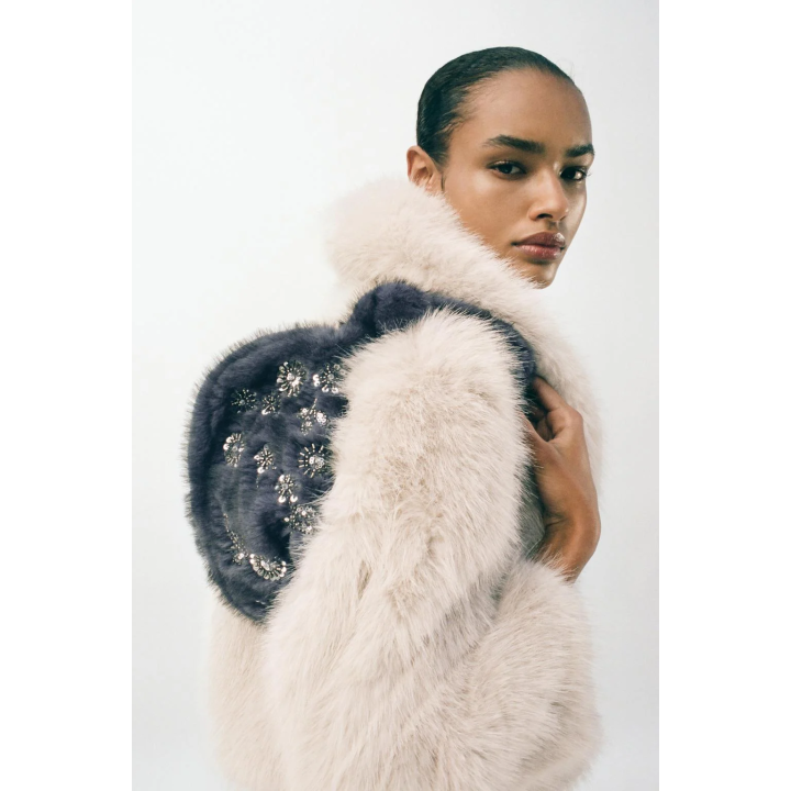 МИНИ-СУМКА С БЛЕСТЯЩЕЙ ОТДЕЛКОЙ ПОД МЕХ