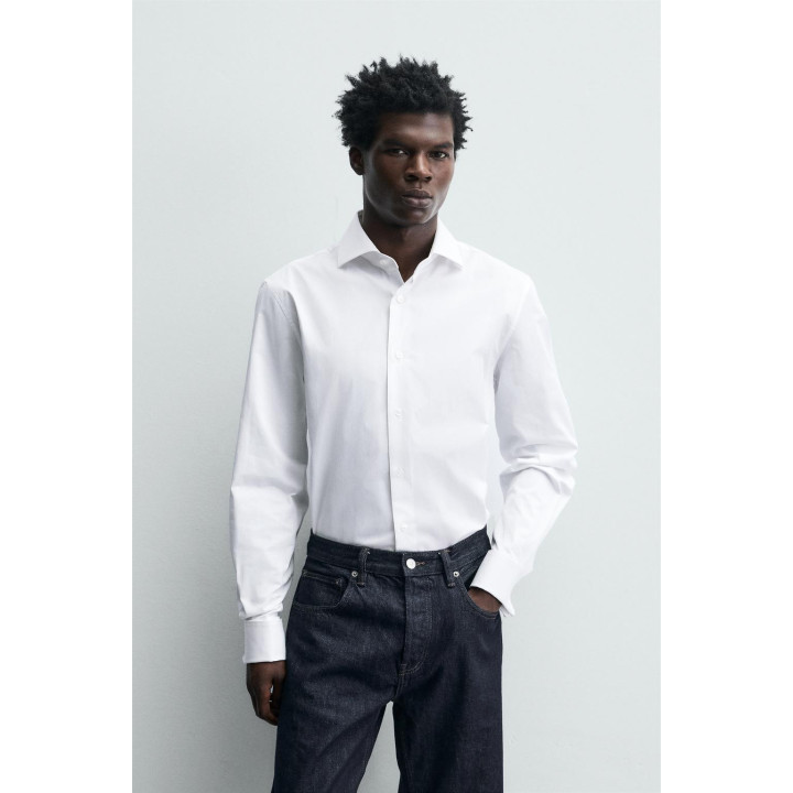 РУБАШКА ИЗ РЕЛЬЕФНОЙ ТКАНИ С МАНЖЕТАМИ ПОД ЗАПОНКИ