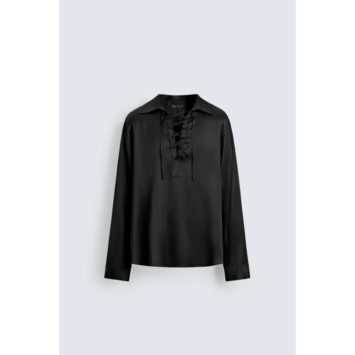 РУБАШКА-ПОЛО СВОБОДНОГО КРОЯ СО ШНУРКОМ