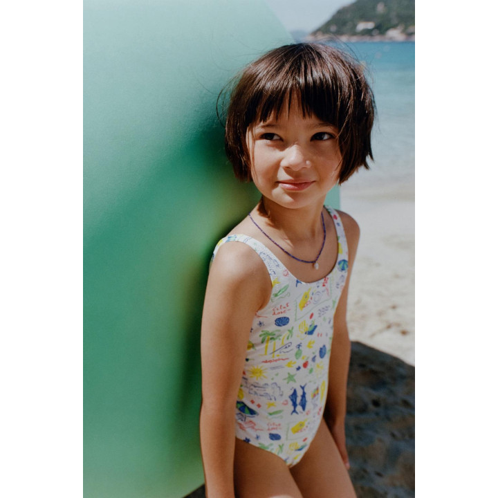 6-14 лет/ купальник с пляжным принтом