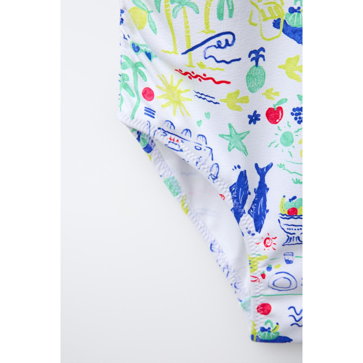 6-14 лет/ купальник с пляжным принтом