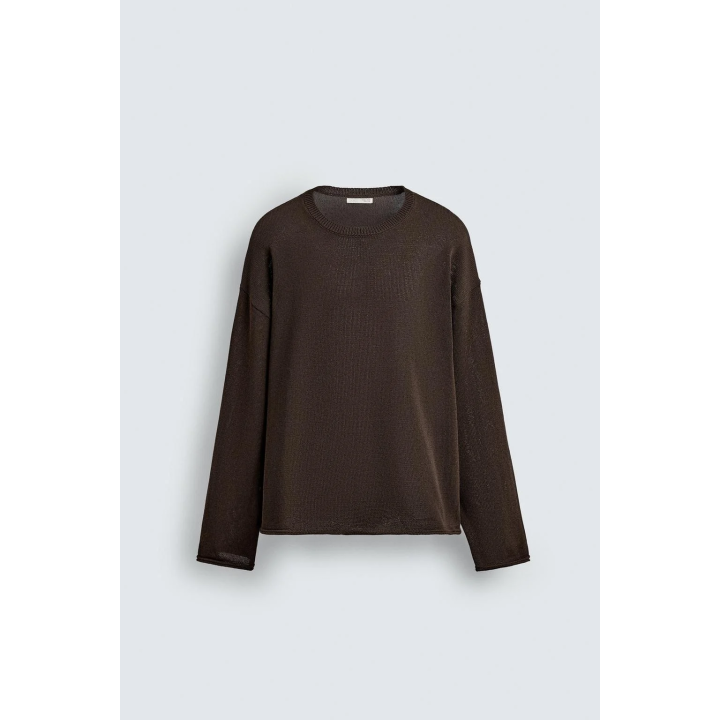 ТРИКОТАЖНЫЙ СВИТЕР С РЕЛЬЕФНОЙ ТЕКСТУРОЙ И ОТДЕЛКОЙ