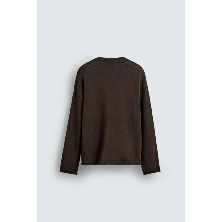 ТРИКОТАЖНЫЙ СВИТЕР С РЕЛЬЕФНОЙ ТЕКСТУРОЙ И ОТДЕЛКОЙ