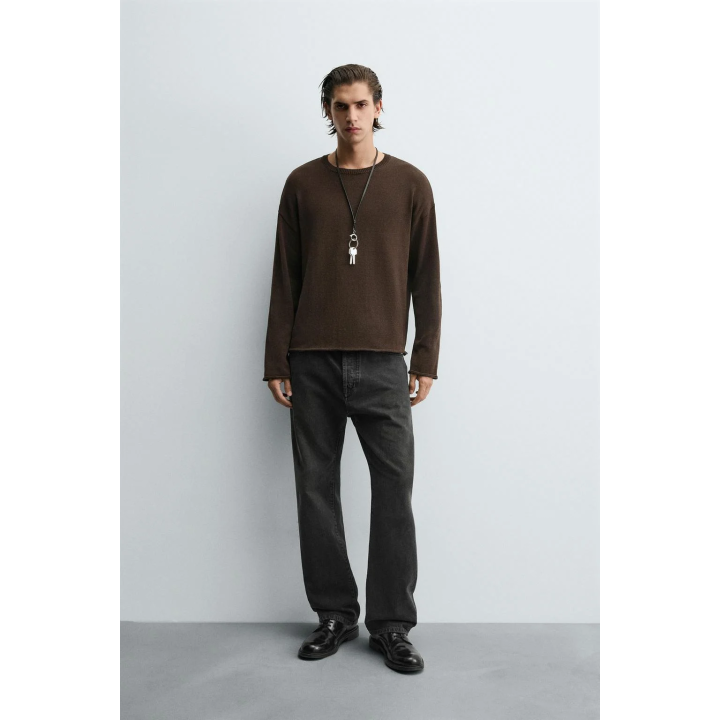 ТРИКОТАЖНЫЙ СВИТЕР С РЕЛЬЕФНОЙ ТЕКСТУРОЙ И ОТДЕЛКОЙ