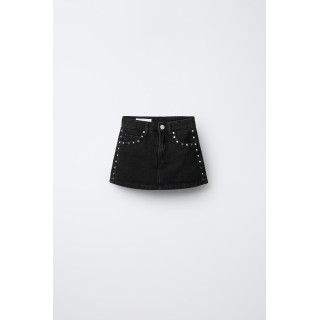 ДЖИНСОВАЯ ЮБКА-ШОРТЫ С ЗАКЛЕПКАМИ