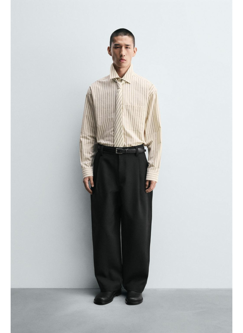 Рубашка в полоску с контрас...