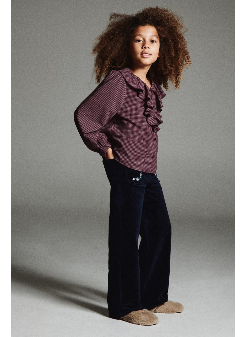 Рубашка в клетку с оборками