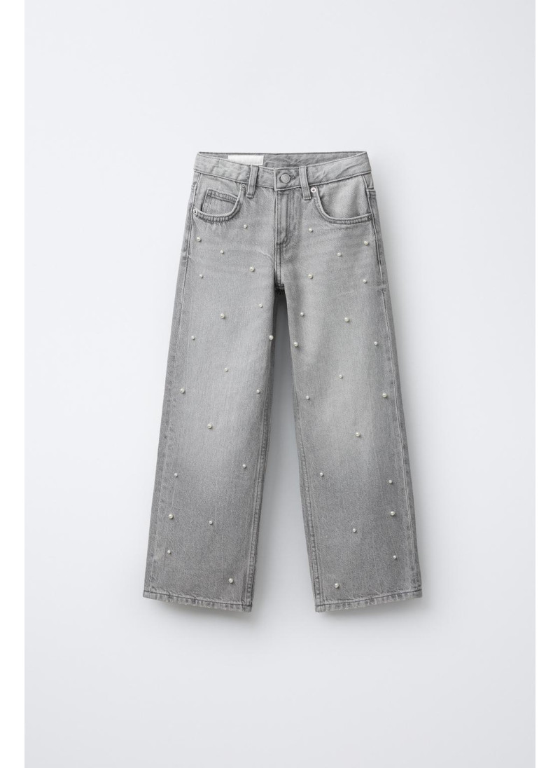 ДЖИНСЫ WIDE LEG С ЖЕМЧУГОМ