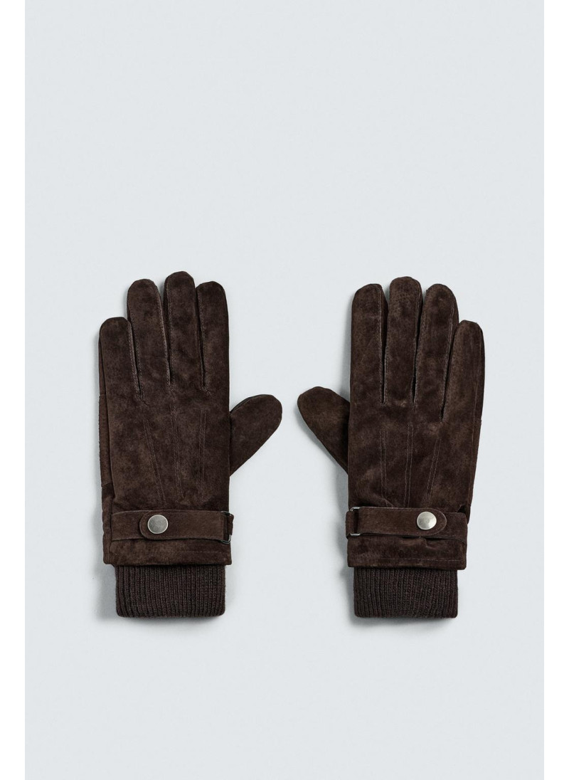 Кожаные перчатки с контрас�...